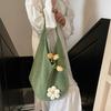 Summer Seaside Vacation Beach Woven Shoulder Bag Women's 2025 New Large-capacity Flower Cotton Thread Hollow Tote Bag