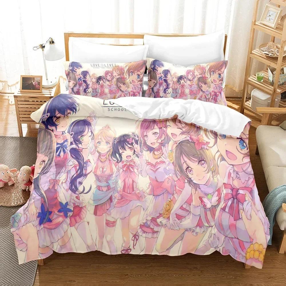 Anime Love Live Bedding Set College Idol Festival Duvet Cover Pillowcase Boys Girls Twin Queen Size Bed Boys Adult gifts