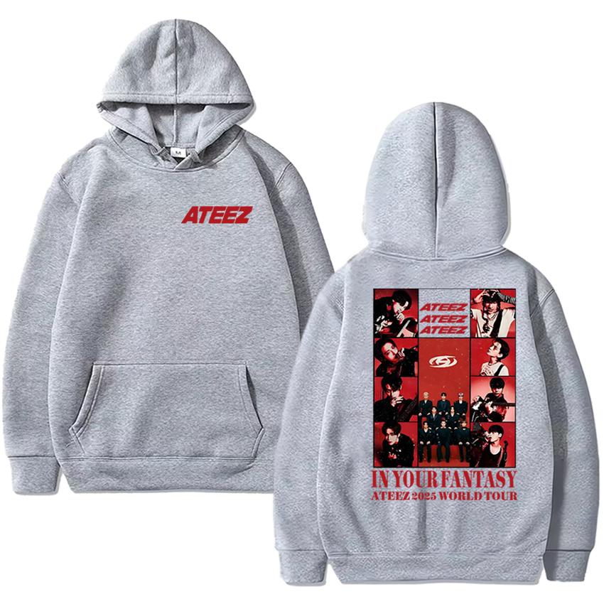 Moda Koreańska Ateez 2025 World Tour in Your Fantasy nadruk Bluza z kapturem Męska damska Casualowa bluza Unisex polar z długim rękawem pulower