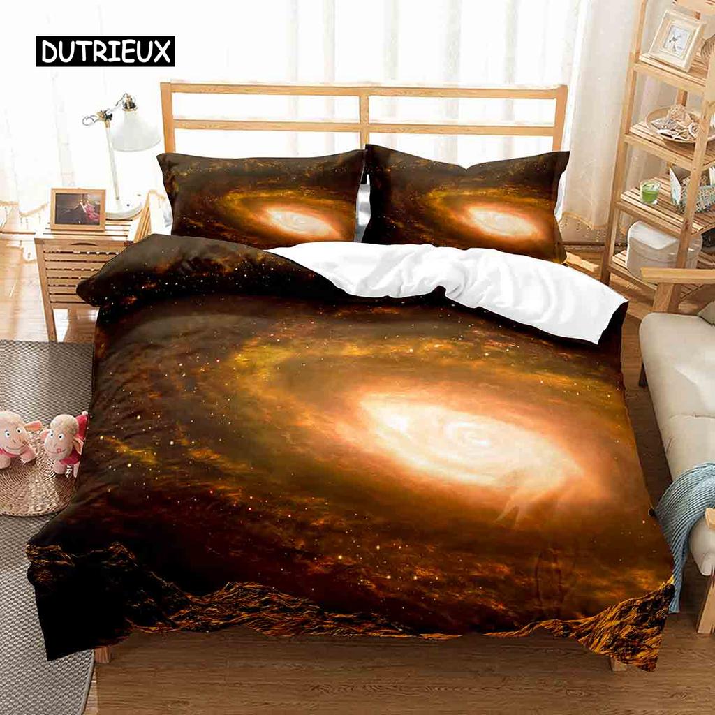 Hubble Image King Queen Duvet Cover Vast Starry Sky Bedding Set Bright Universe Landscape Quilt Cover Polyester Comforter Cover