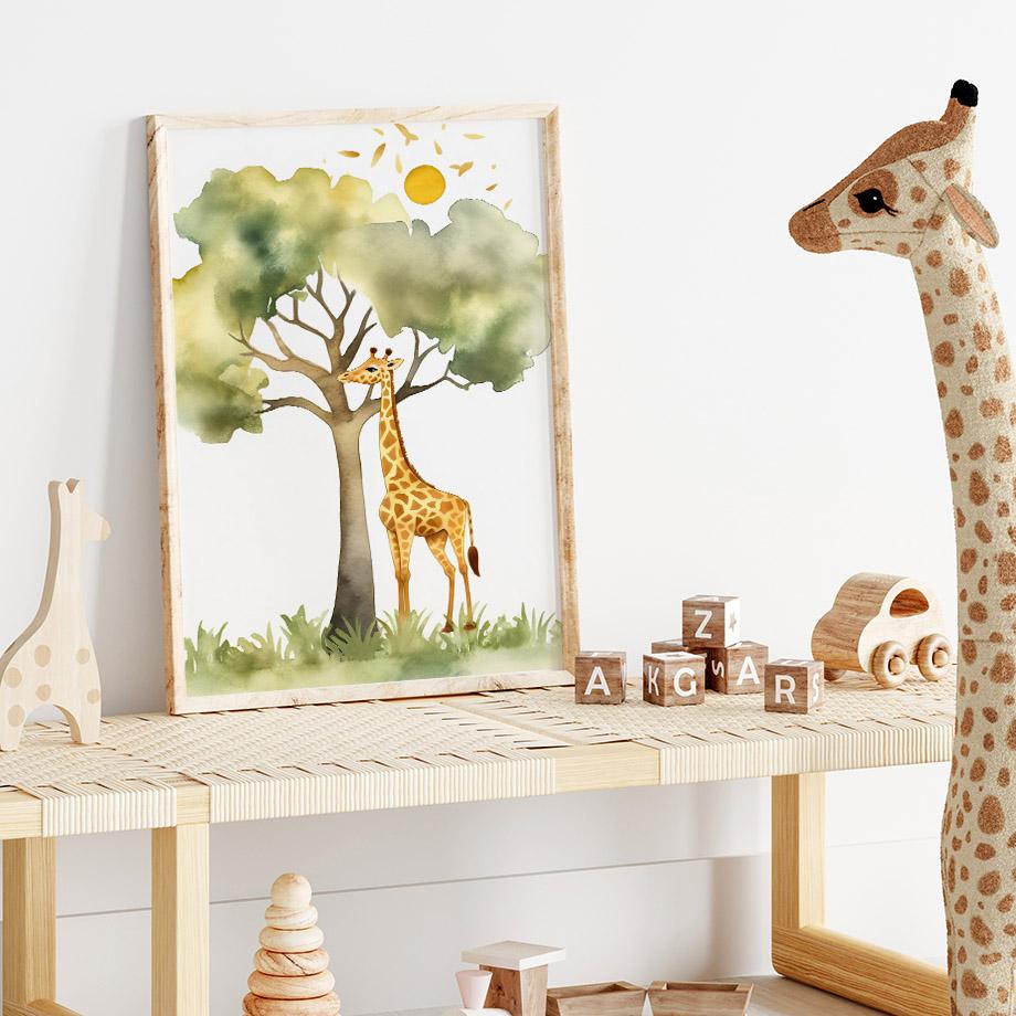 Watercolor Giraffe Elephant Lion Monkey Zebra Wall Art Canvas Painting Cartoon Posters And Prints Pictures Baby Kids Room Decor