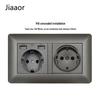 Type 146 Dual USB 16A Two-Gang European Power Socket Panel with German Standard Switch (Concealed)