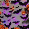 LED Wall Lamp Halloween Stickers, Glow-in-the-Dark Bat & Spider Decorations, Battery-Powered Hanging Ornaments Decor for Haunted House Party,