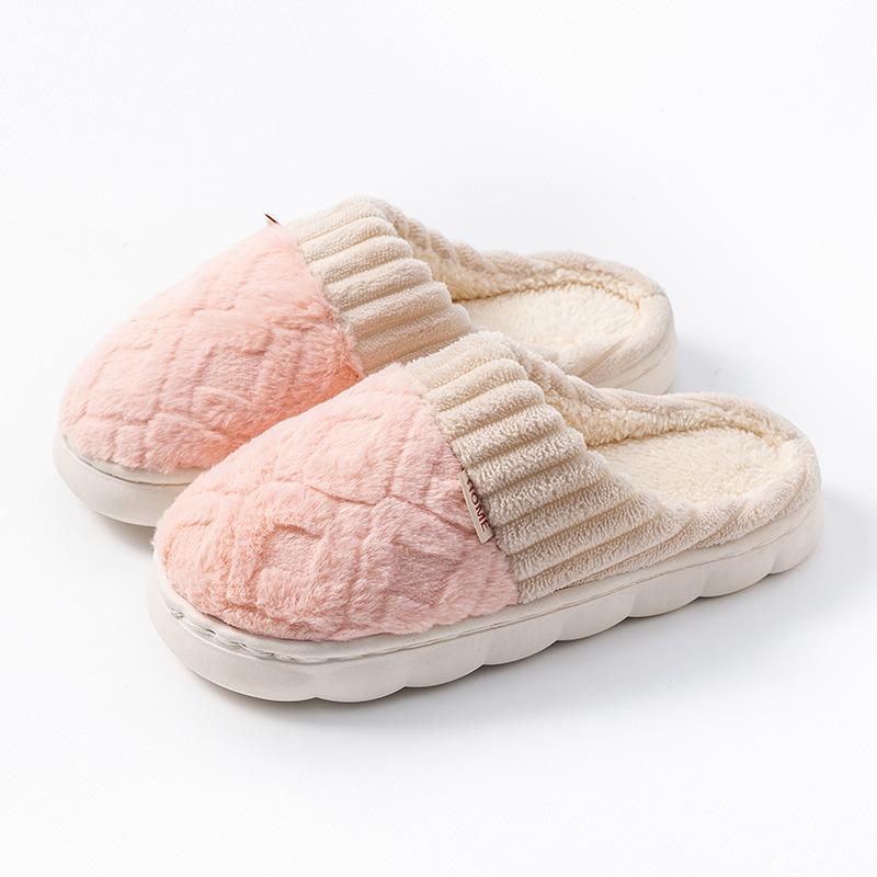 Cotton slippers spring and autumn winter home use indoor non-slip couple home warm winter plush