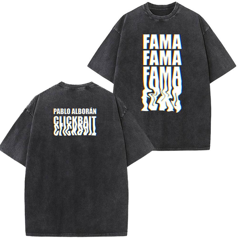 Singer Pablo Alborn Global Tour Kmo Print Washed Vintage T Shirt Men Women Hiphop Casual Oversized T Shirts Fan Gifts
