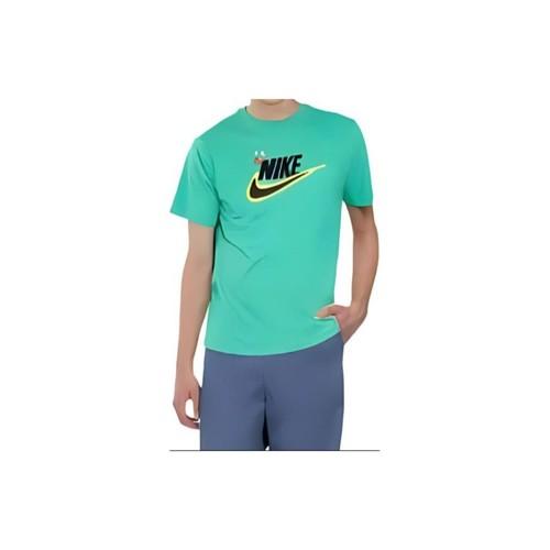 Men's Nike Green T-Shirt with Printed Logo, Crew Neck and Raglan Sleeves
