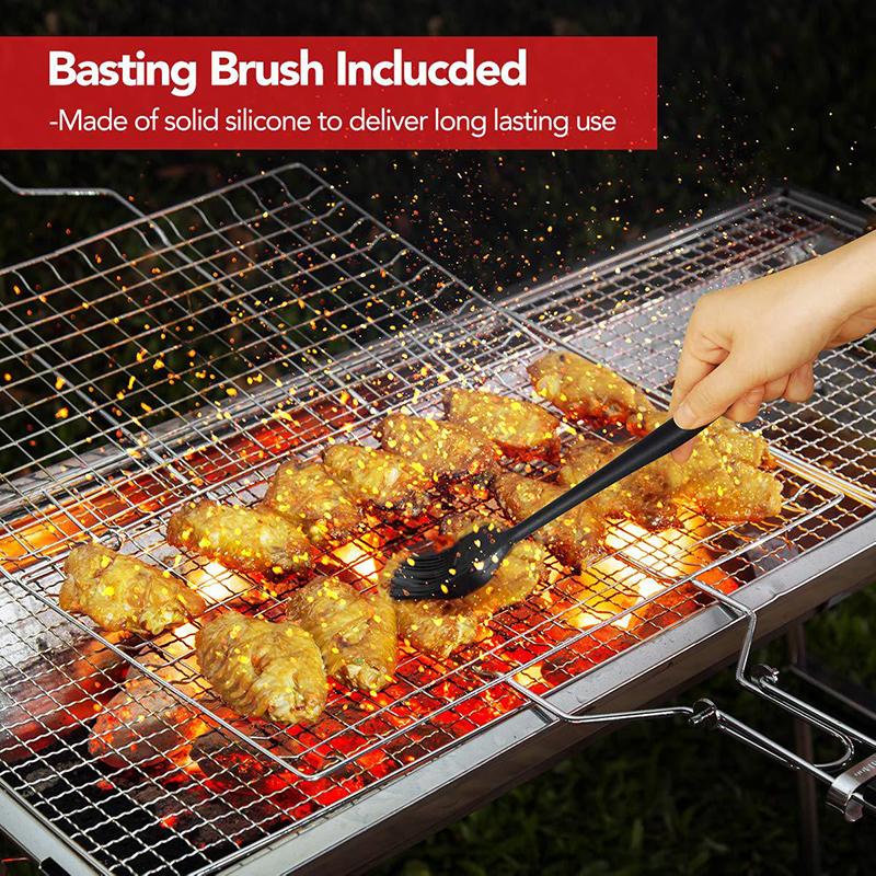 Grilling Basket Folding Portable Outdoor Camping Stainless Steel BBQ Rack with Removable Handle Barbecue Griller Cooking Tool