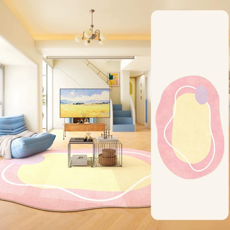 Carpet for Living Room Soft Fluffy Comfortable Bedroom Floor Mat Blue Irregular Geometric Pattern Rug Large Size Home Decor Rugs