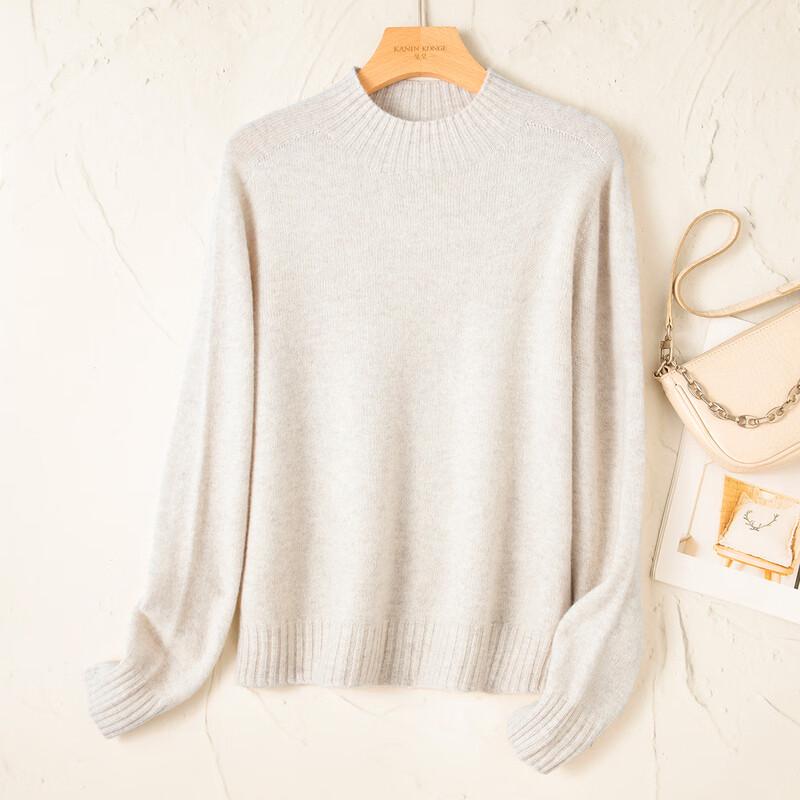 TUHUANG Women's Cashmere Wool Blend Half-High Neck Sweater