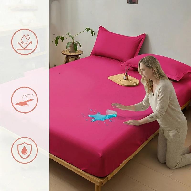 Waterproof Fitted Sheet Waterproof Urine-proof Fitted Sheet, Mattress Protector Dustproof Non-slip Fitted Sheet 1 Fitted Sheet or 2 Pillowcases