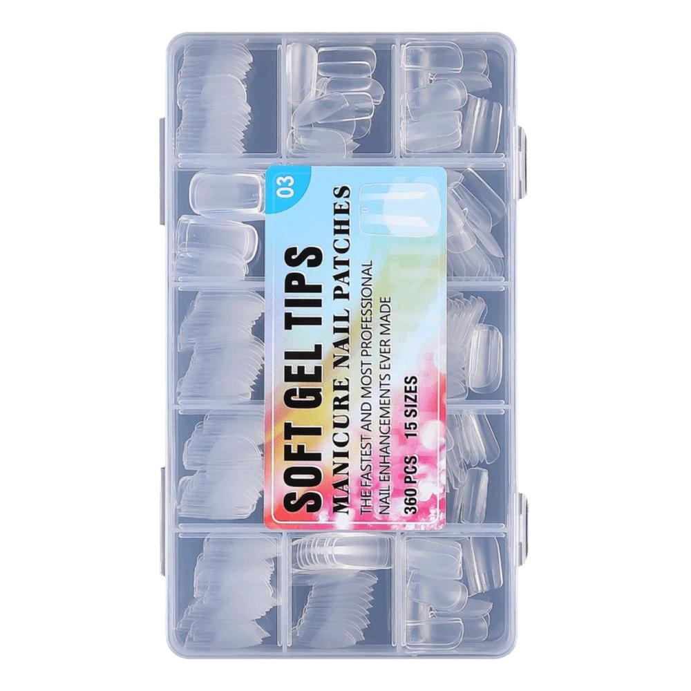 360Pcs Ultra-short Semi-frosted Transparent Nail Plates Traceless Full Cover Dual Nail Forms Almond Oval Coffin Square Reusable