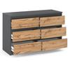 Chest of Drawers TV Cabinet for Living Room 100 CM 6 Drawers Gray Oak Wotan