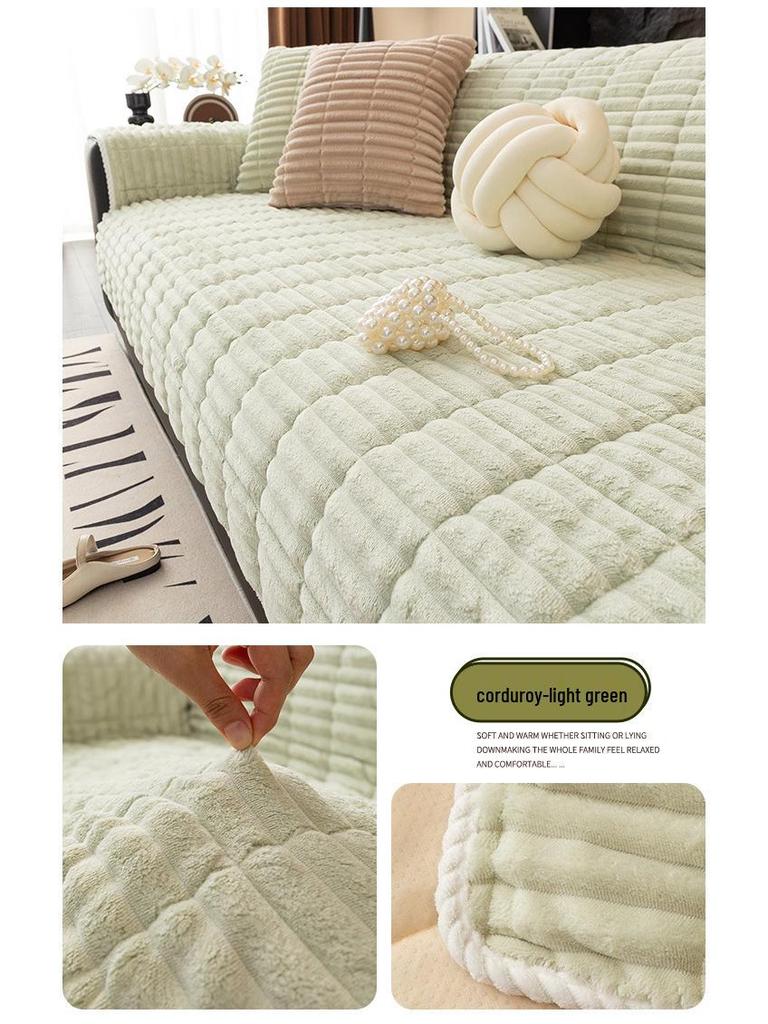 2026 Winter Plush Non-Slip Sofa Cushion & Leather Cover