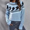 IHUASU Damen Herbst- und Winter Retro Polka Dot Langarm Strickpullover Locker