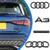 För Q8 KA3För Audi A3 2003-2020 4Ringslogotyp ABS Bil 273mm Motorhuv Framgrill 192mm Bakre Bagagelucka Klistermärke Quarrto Auto Dekal Emblem Tillbehör