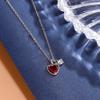 Heart Shaped Fashion 925 Sterling Silver Red Love Crystal Necklaces
