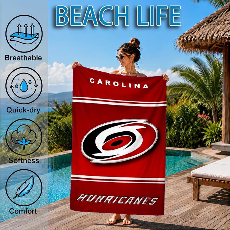 Hurricanes Team Spirit Beach Towel, Super Soft Microfiber, Perfect Gift for Her/Him, Birthday, for Pool, Beach, Travel, Decor Beach Party
