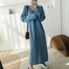 Výstřih do V Volný Plný Rukáv Dámské Svetr Dlouhé šaty Podzim Zima Pletené šaty Ležérní Rovné Dámské Vestido