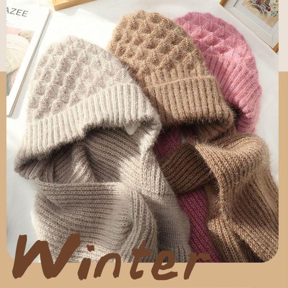 Neck Warmer Winter Integrated Cap Scarf Thickened Scarf Set Hooded Ear Protection Hat  Cycling