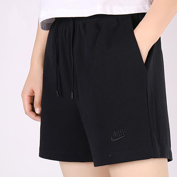 Nike Sportswear Knitted Straight Leg Drawstring Cotton Summer Solid Low Waist Sports Casual Shorts Women shorts Black CJ3755-010