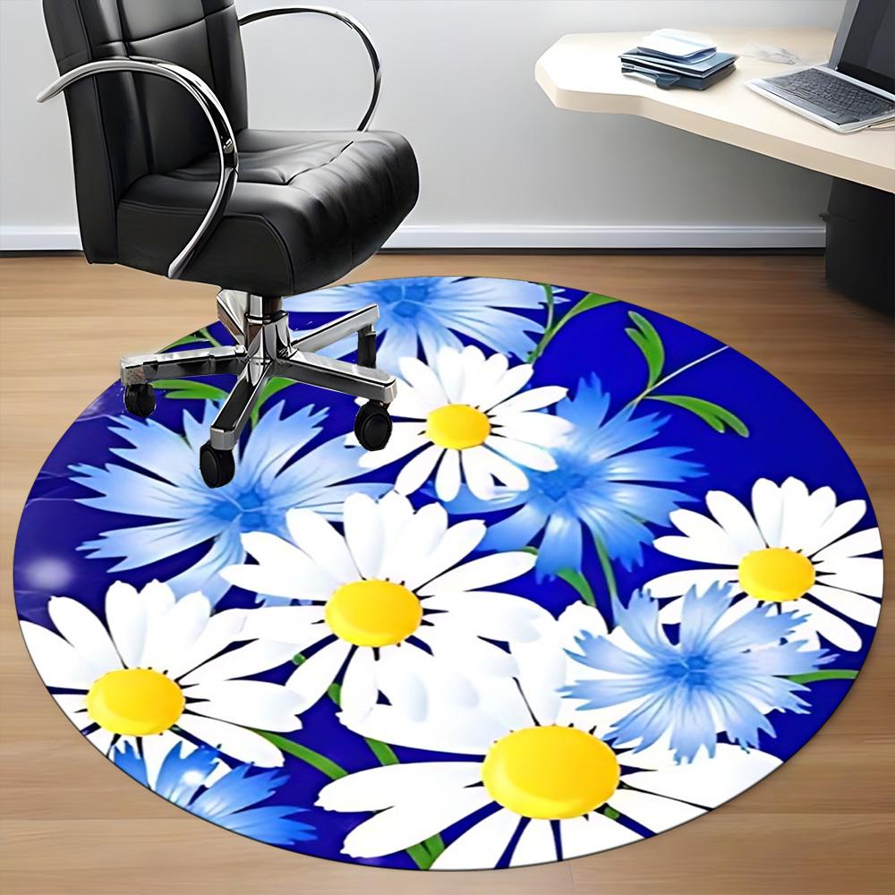 1pc Flower Print Chair Carpet for Office, Non-slip, Soft and Durable Leisure Rug, Perfect for Office, Living Room yy251103129