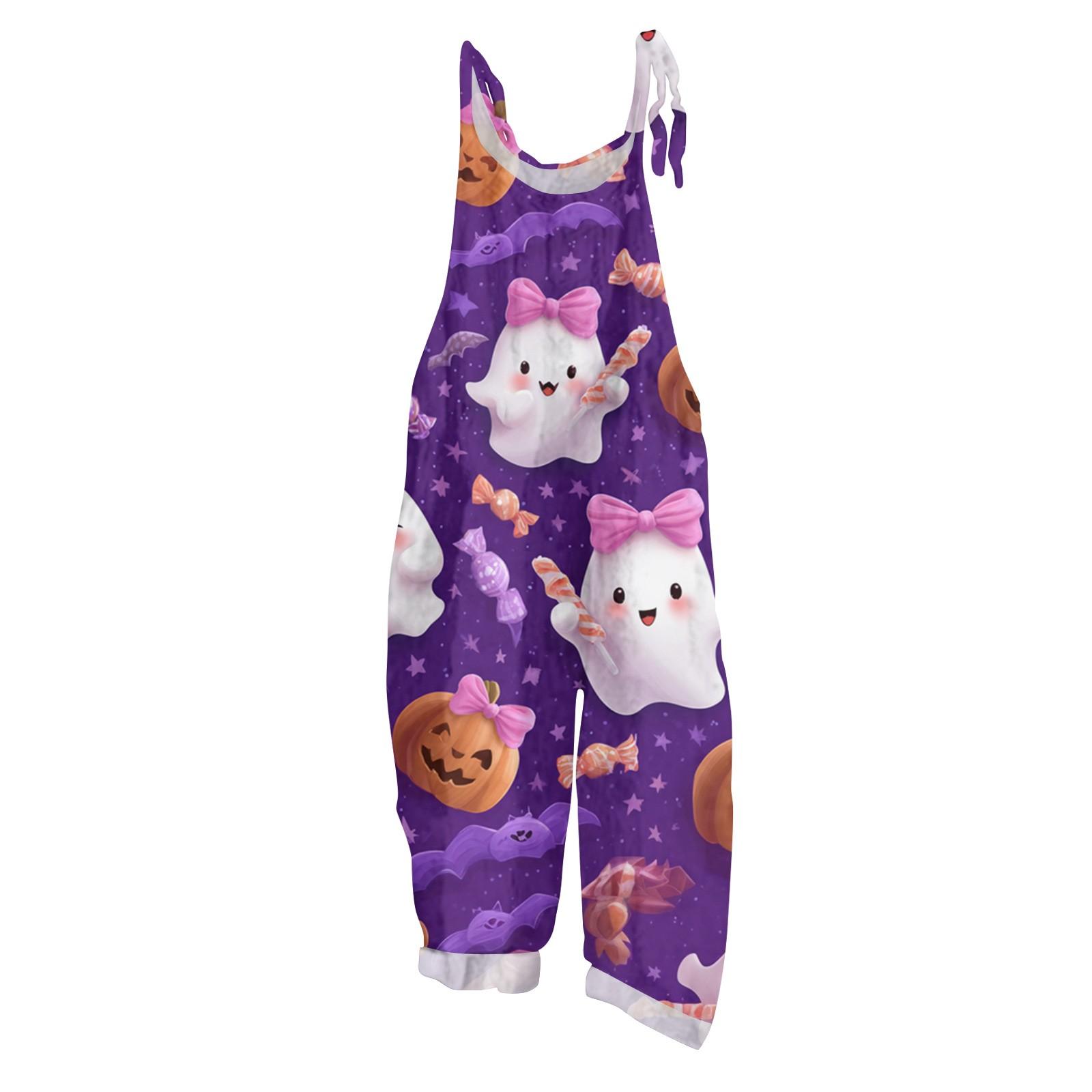 

Жіночий комбінезон Принт Повсякденний Вільний Вінтаж Бретельки Бавовна Льон XXL фіолетовий