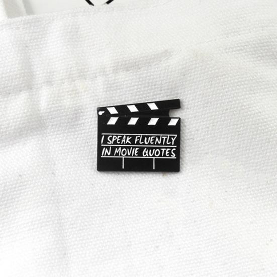 Creative Movie Clapboard Enamel Brooch Pin Unisex Denim Jacket Collar Badge