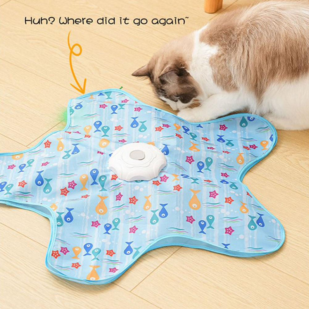 Automatic Interactive Hide and Seek Cat Teaser Toy with Mouse Squeaky Concealed Feathers, Electronic Toys for Cats & Kittens