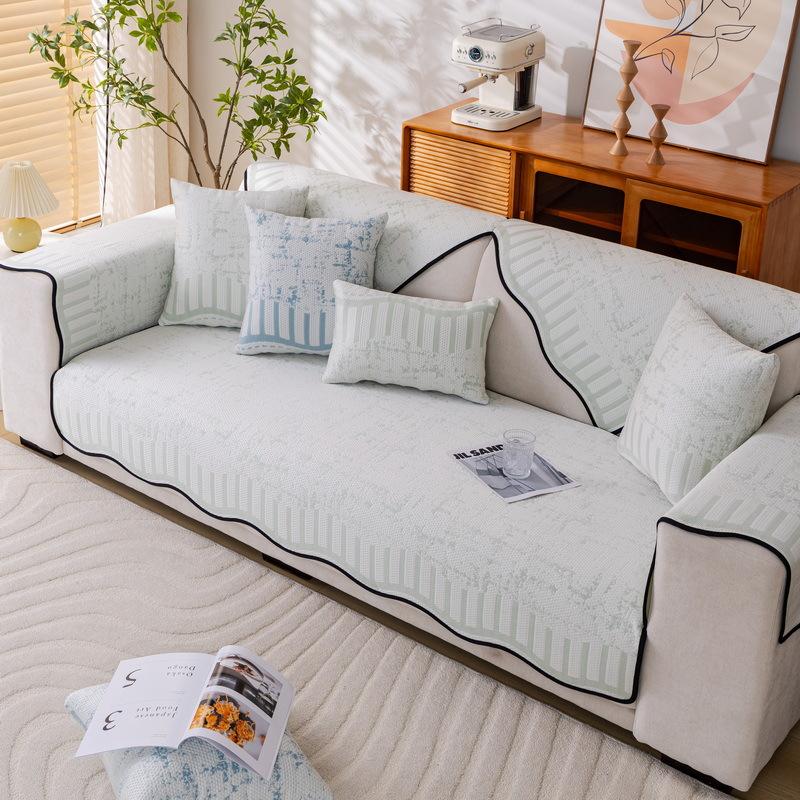 

Special-Shaped Cold Silk Sofa Cushion Cover Cloth Summer New Mat Seat Cushion Fixed Non-Slip Seat Cushion 70*70cm