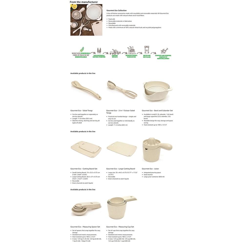 ECO Colander Bowl Set Nestable Design BPA Free Heat Resistant Kitchen Tool Food Safe Easy Storage 1.37qt 1.87qt