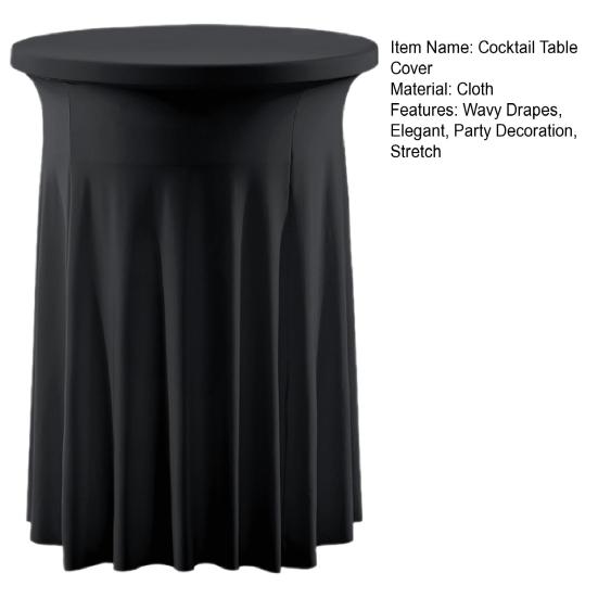 Copritavolo da Cocktail Spandex Elasticizzato Rotondo Tovaglie da Cocktail con Drappeggi Ondulati Gonne per Tavolo da Bar Alto per Matrimonio Festa Eventi Banchetto