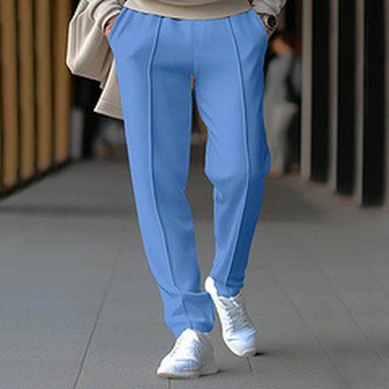 2024 Men's Waffle Casual Pants: Trendy Toothpick Stripe, Comfortable Straight-Fit for Spring & Autumn