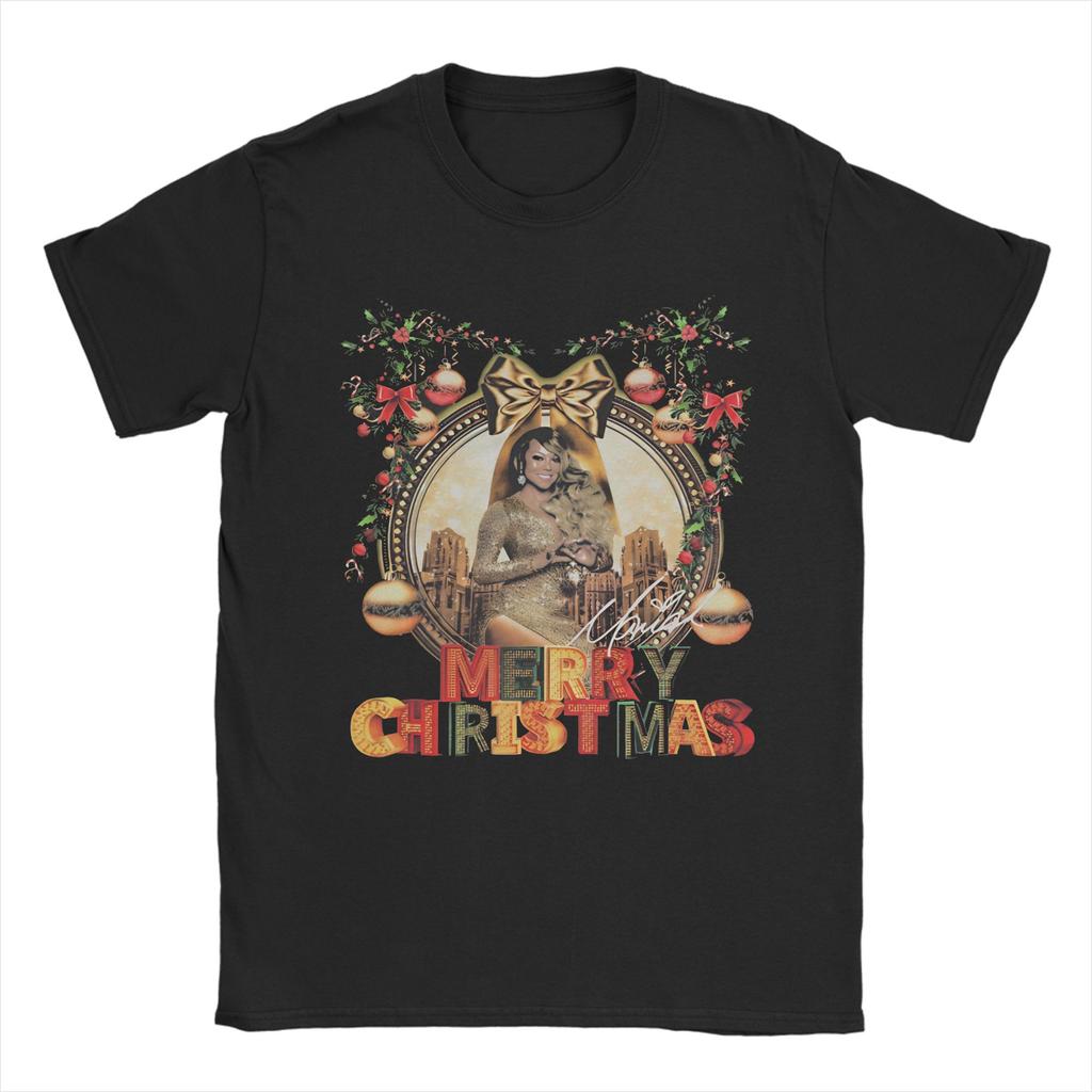 Mariahed Careys Merry Christmas  Accessories Unisex T Shirt Pure Cotton Tee Graphic Printing  T-shirt Clothing
