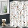 Romantic Peach Blossom Bird Pattern Shower Curtain Waterproof And Mildew-Proof Machine Washable With Hooks Bathroom Decoration