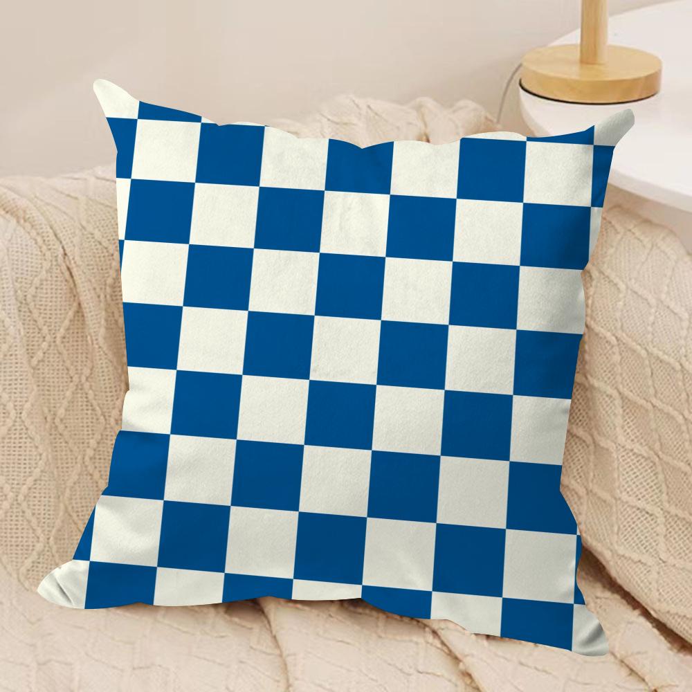 Checkerboard Plaid Cushion Cover Soft Plush Fabric Double-Sided Printed Sofa Cushion Cover for All Seasons Home Decor Gift