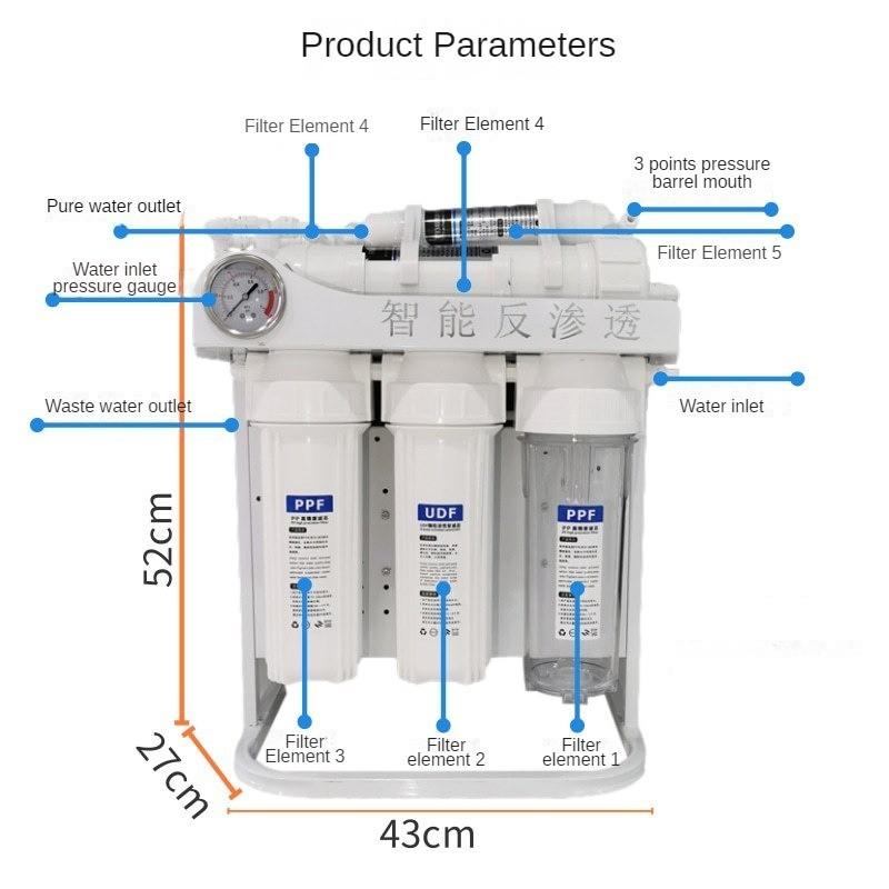 128W Commercial RO Reverse Osmosis Water Purifier Office Direct Drinking Pure Water Machine High Flow Household Water Filter