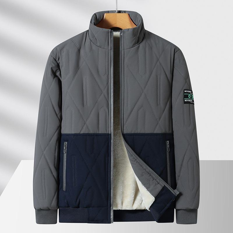 New men's autumn and winter velvet cotton-padded jacket trendy fashion thickened cotton clothes couple baseball collar jacket