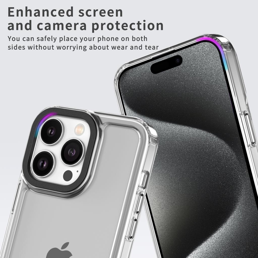 For iPhone 15 Pro Max Case 1.5mm Thick PC+TPU Shockproof Protection Phone Cover