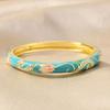 Enamel Peony Filigree Flower Bangle Traditional Cheongsam Bracelet  Banquet
