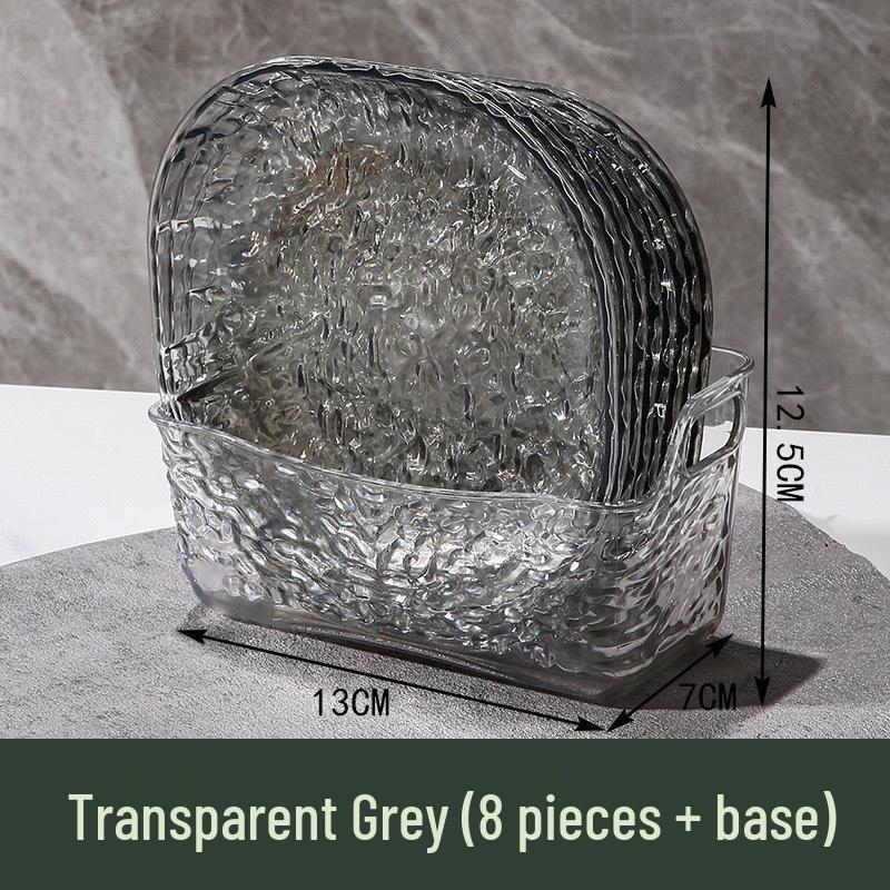Elegant Crystal Bone Dish Set - Glacier Pattern | Transparent Desktop Plate Set