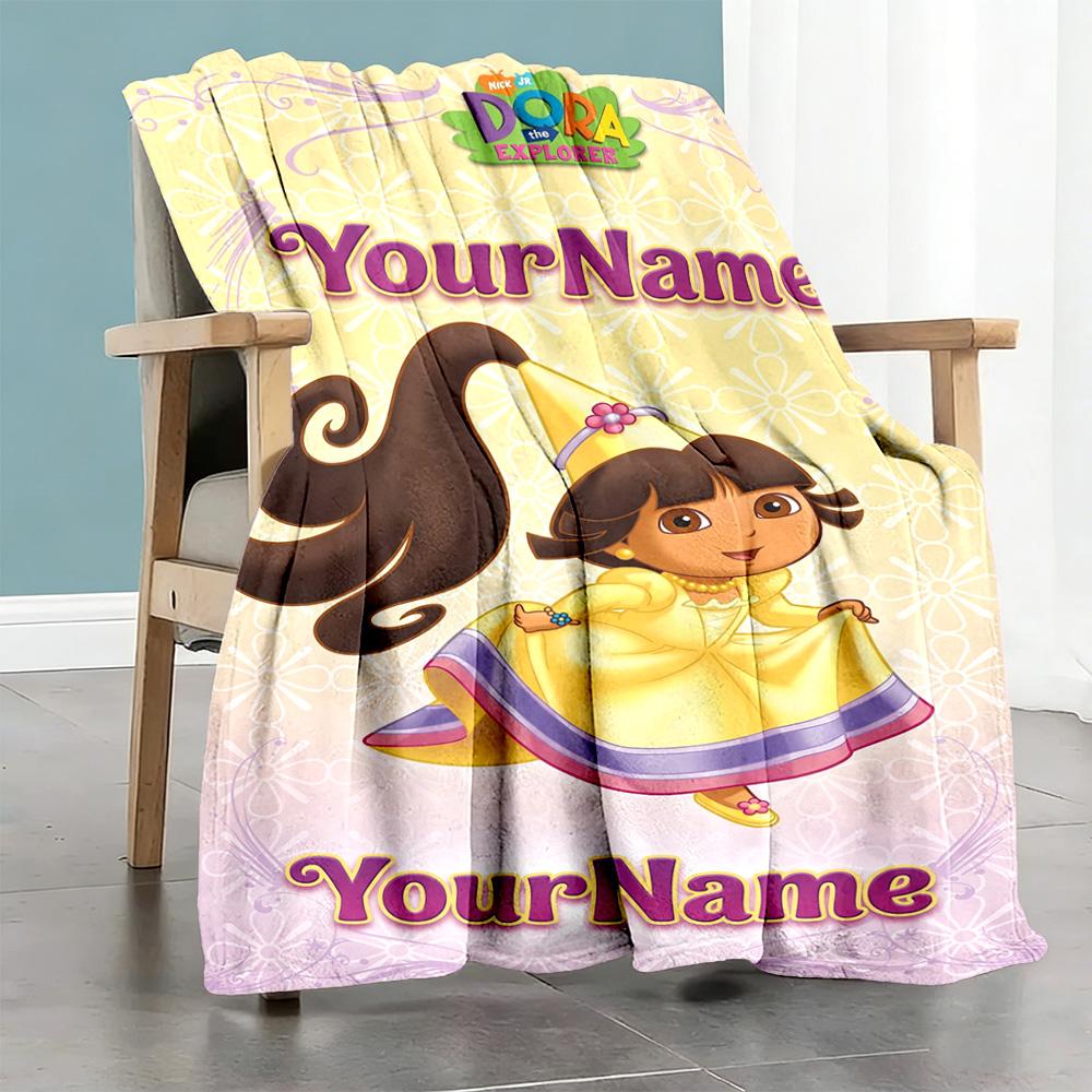 Dora Explorer Customize Your Name Blanket Multi-purpose Customizable Blanket Warmthful Decor for Chair Office Office Chair Bedding All-Season Use