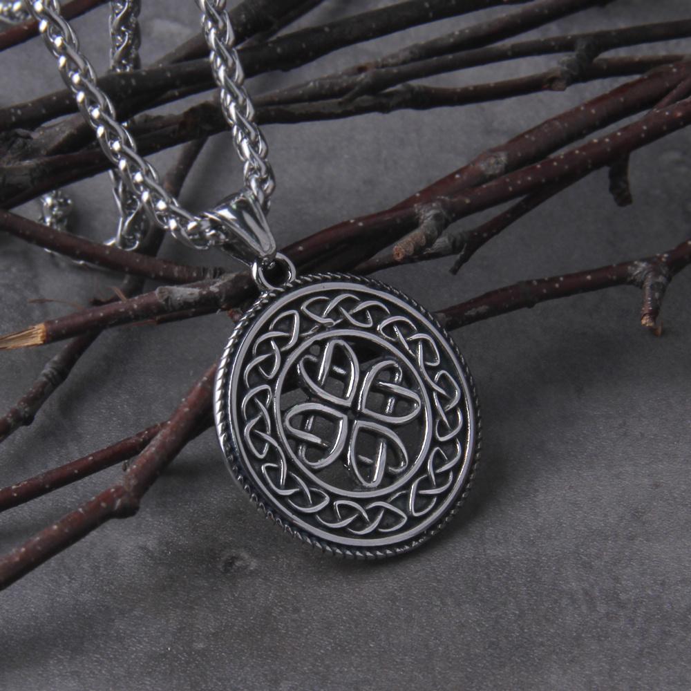 Vintage Celtic Druid Amulet Pendant Necklace - Stainless Steel Cross and Sunburst Design, Uncharged Zinc Alloy Pendant