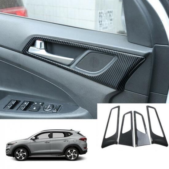 Fits Hyundai Tucson 2016- Carbon Fiber Interior Door Handle Bowl Cover Trim