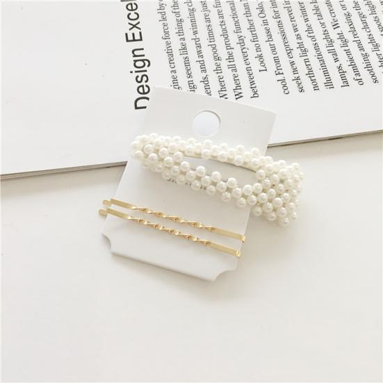 4ks/sada Sweet Faux Pearl Metal Barrette Women Postranní spona do vlasů Pokrývka na hlavu