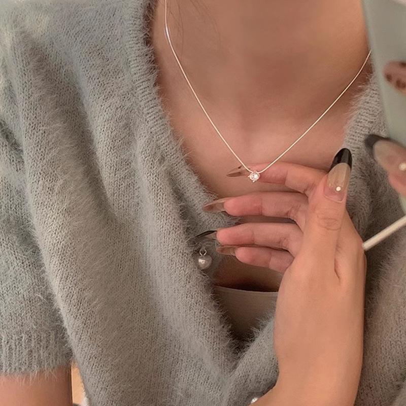 New 925 Silver Plated Necklace Versatile Single Sparkling 5A Zircon Choker Clavicle Chain For Girl Wedding Fine Jewelry