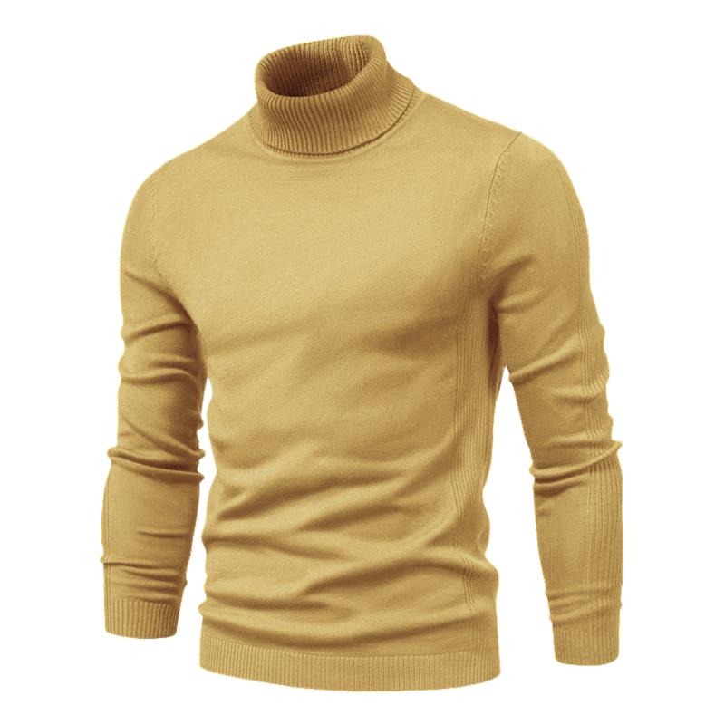 Autumn and Winter New Casual Men's Solid Color Pullover Sweater High Collar Men's Casual Knitwear