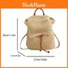 Woven Large Capacity Backpack For Women Beach Vacation With Drawstring Closure