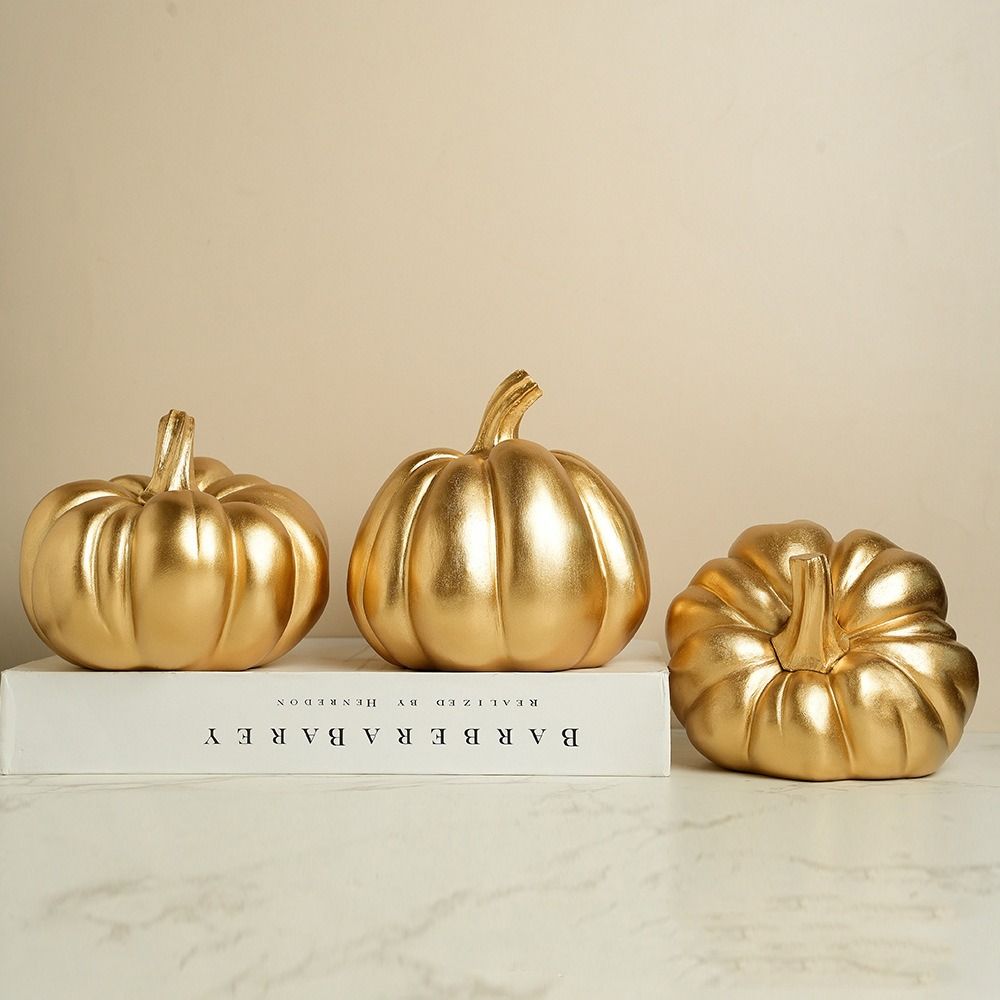 Exquisite Pumpkin Ornament Resin Miniature Figurine Sculpture Pumpkin Statue  Christmas