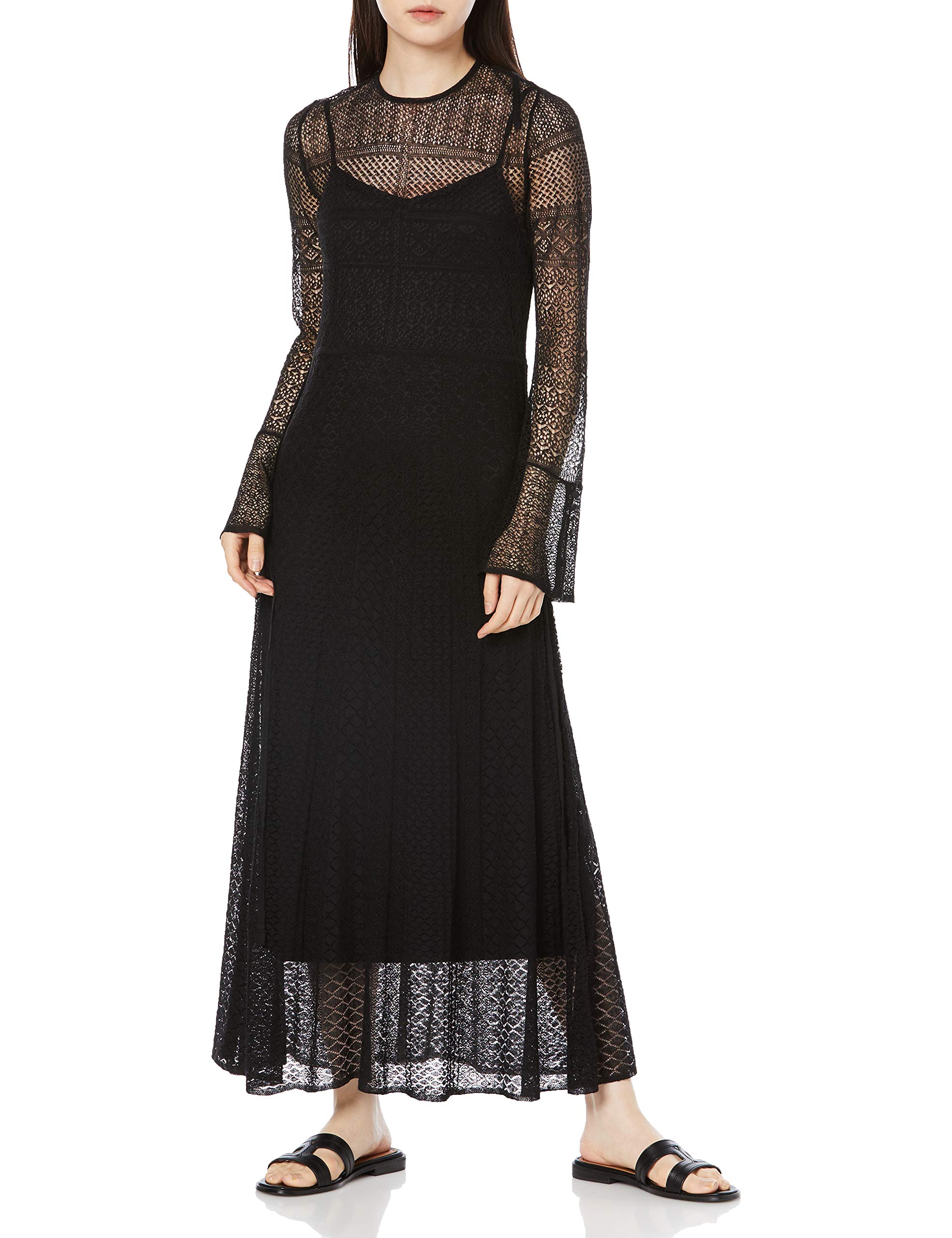 ИДЕНТИФИКАТОР FRAY. Вязаное платье с узором из кружева, FWNO211094, Женское, Черное, F