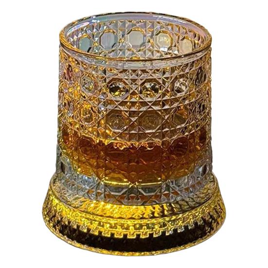 Rotating Whiskey Glass 360 Degree for Bourbon 260ml Spinning Lead-Free Tumbler Swirl Whiskey Glass Unique Gift B
